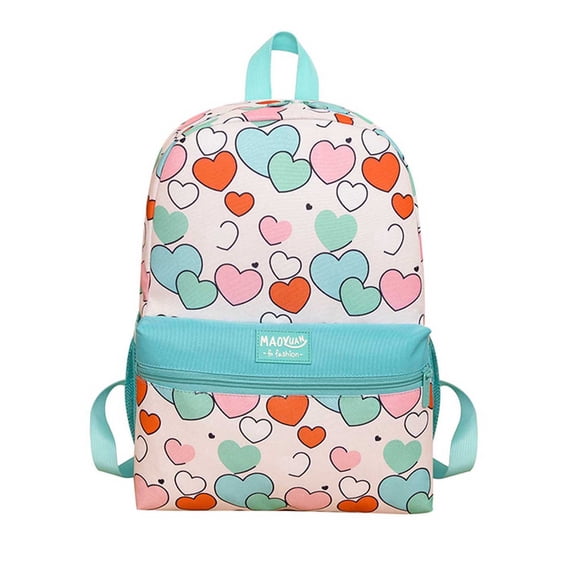 FUZHIQ Cute Animal Print School Backpack for 1st 2nd 3rd 4th Grade, Bookbag with Color Block Trim, Durable Back to School Backpack, Mint Green