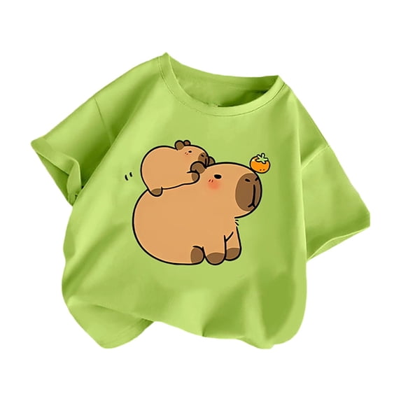 FUZHIQ Cute Soft Graphic Tee for Kids Boys Girls, Cartoon Animal Short Sleeve Crewneck T-Shirt, Soft Breathable Summer Casual Top,5-6 Years