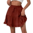 thumbnail image 1 of FUZHIQ Elastic Waist Tennis Skorts 7 Inch Women 's Tennis Golf Skirts Loose Fit Baggy Feather Graphic Ruffle Hem Built-In Shorts Pockets,L, 1 of 8