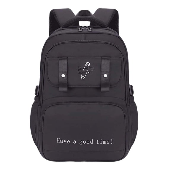 FUZHIQ Embroidery Letter School Backpack for 3rd 4th 5th 6th Grade Double Front Snap Straps Breathable Straps Bookbag, Black