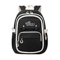 thumbnail image 1 of FUZHIQ Embroidery Letter School Backpack for Ages 3rd 4th 5th 6th Grade Dual Front Pockets Bookbag Back to School, Black, 1 of 4