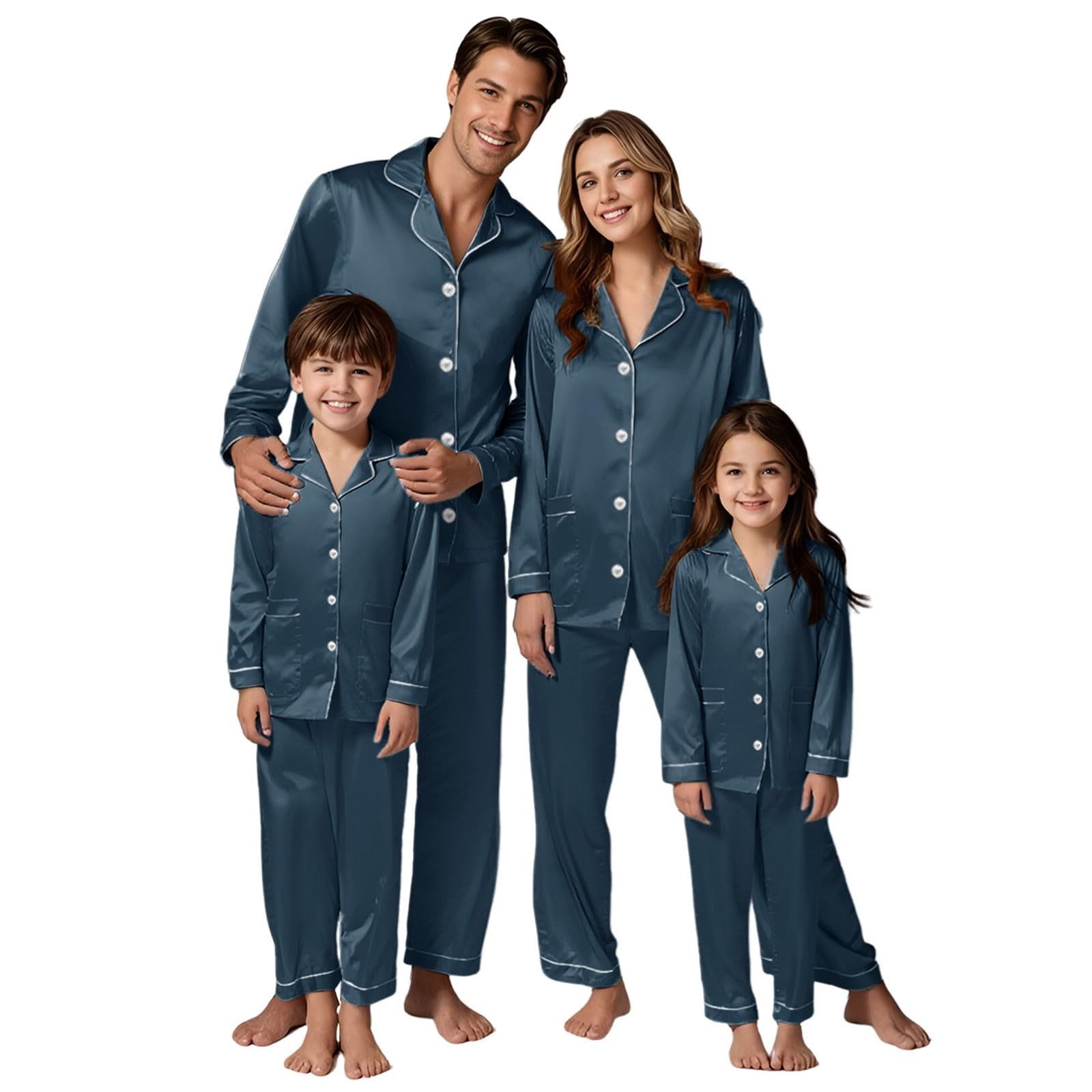 FUZHIQ Family Matching Christmas Pajamas Silk Like Satin Sleepwear ...