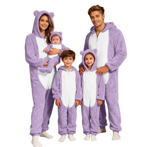 FUZHIQ Family Pajamas Matching Sets Winter Fuzzy Xmas Pjs Cute Holiday Flannel Sleepwear Christmas Onesie
