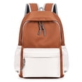thumbnail image 1 of FUZHIQ Flap School Backpack Front Pocket Side Mesh Pockets Durable Padded Straps Bookbag for 3rd 4th 5th Grade Elementary, Coffee, 1 of 3