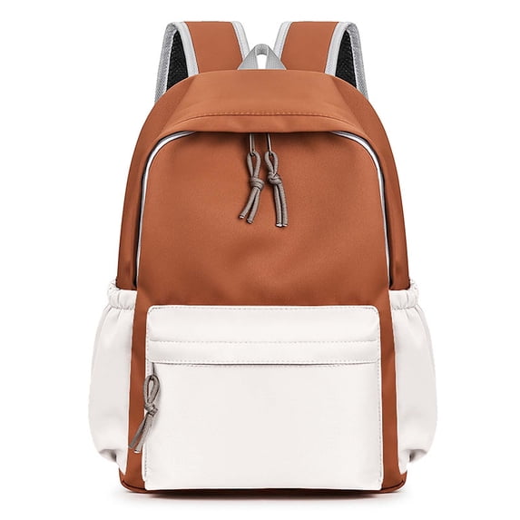 FUZHIQ Flap School Backpack Front Pocket Side Mesh Pockets Durable Padded Straps Bookbag for 3rd 4th 5th Grade Elementary, Coffee