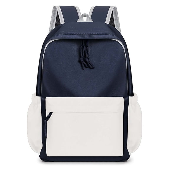 FUZHIQ Flap School Backpack Front Pocket Side Mesh Pockets Durable Padded Straps Bookbag for 3rd 4th 5th Grade Elementary, Dark Blue