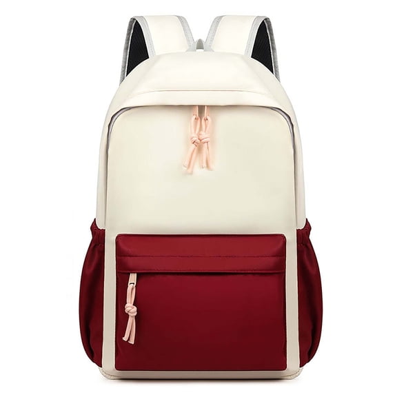 FUZHIQ Flap School Backpack Front Pocket Side Mesh Pockets Durable Padded Straps Bookbag for 3rd 4th 5th Grade Elementary, White