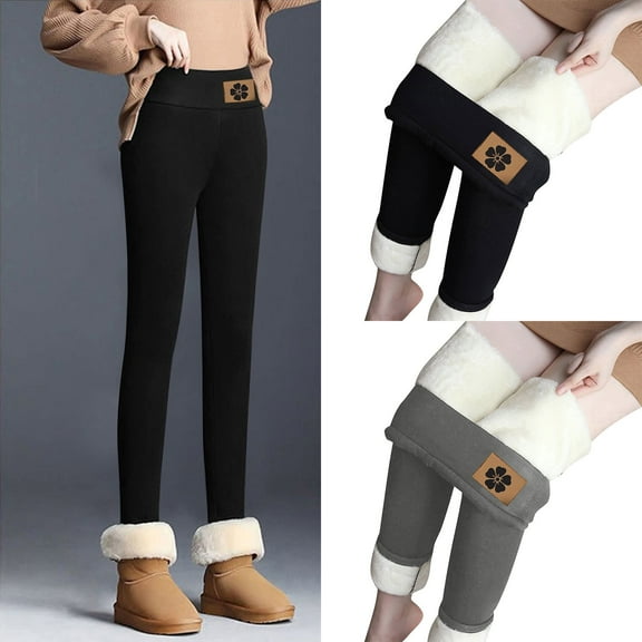 FUZHIQ Lined Leggings Women Plus Size Womens Yoga Legging Ankle High Waist Tummy Control Cozy Warm Pants