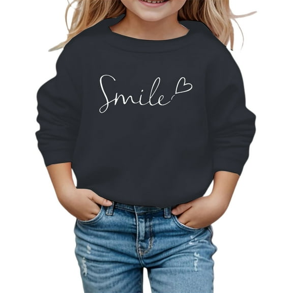FUZHIQ Girl Long Sleeve Shirts Christmas Crew Neck Long Sleeve Sweatshirts Toddler Cute Print Tops Unisex Pull on Trendy Fall Winter Clothes Black for 5-6 Years