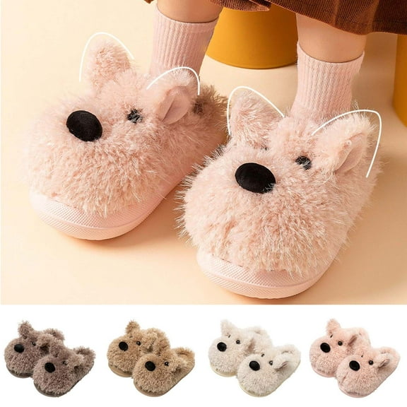 FUZHIQ Girl Slippers Fuzzy Memory Foam House Slippers for Toddler Girls Warm Cozy Indoor Outdoor Stylish Comfortable Casual Shoes Kids Slippers Girls