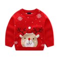 thumbnail image 1 of FUZHIQ Girl Sweaters Reindeer Print Christmas Top Crew Neck Xmas Fall Winter Outfits for 18-24 Months, 1 of 7