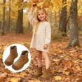 thumbnail image 1 of FUZHIQ Girls Ankle Boots Low Block Heel Glitter Bowknot Zipper Booties Little Kid Big Kids Fall Winter Dress Booties Shoes Coffee for 8.5-9 Years, 1 of 7