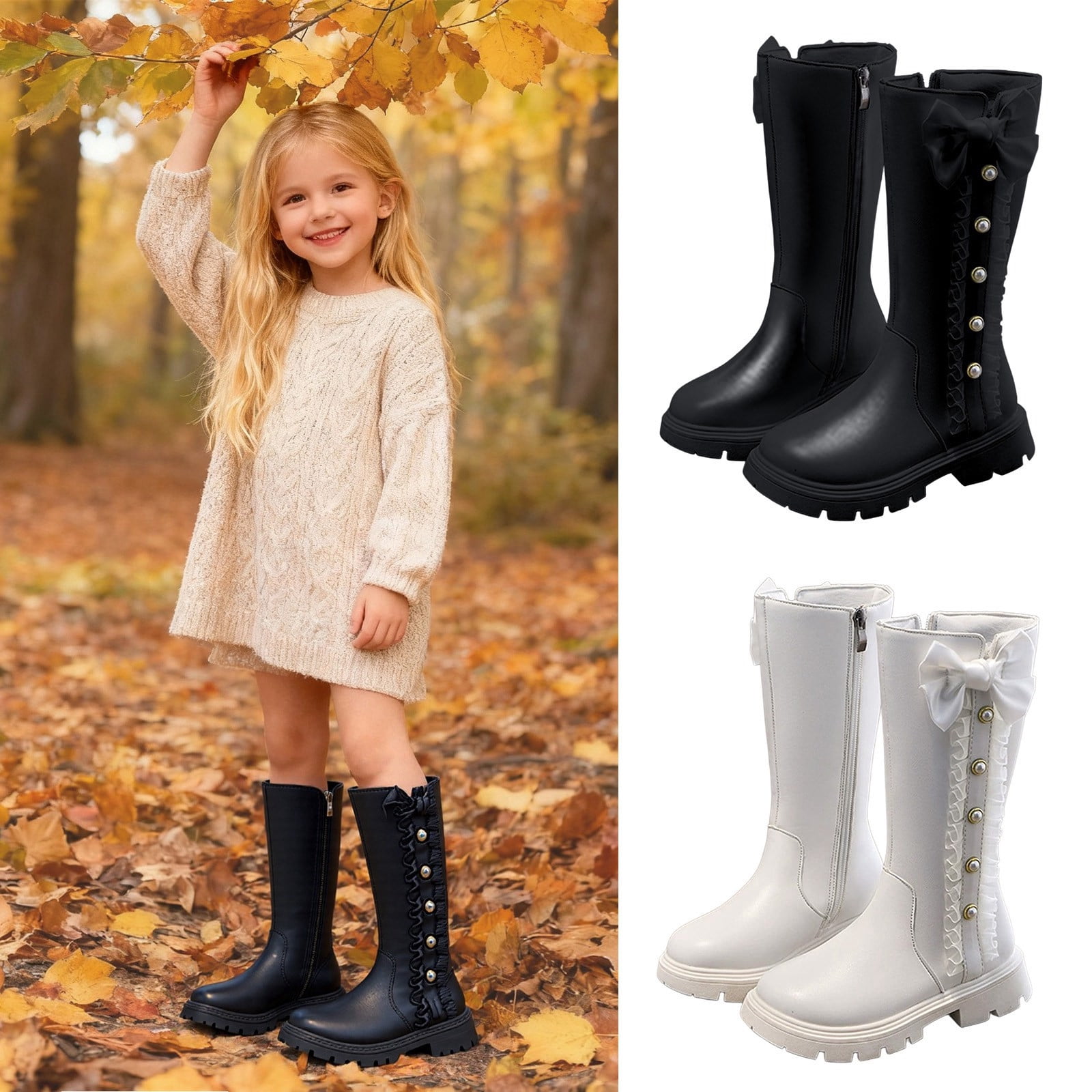 FUZHIQ Boots for Girls Kids Ankle Boots Short Boots Toddlers Dress