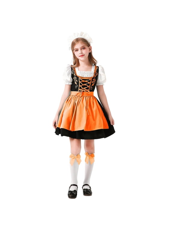 Girls Halloween Party Fancy Outfit Bavarian Oktoberfest Traditional Dress Kids German Dirndl Dress Festival Fashion Casual Dresses