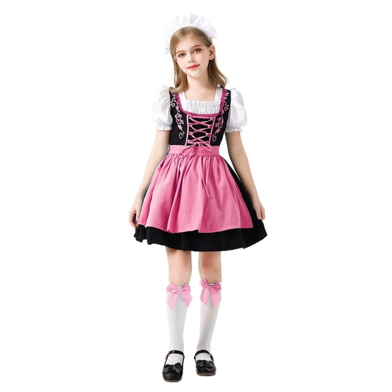 FUZHIQ Girls Halloween Party Fancy Outfit Bavarian Oktoberfest Traditional Dress Kids German Dirndl Dress Festival Fashion Casual Dresses