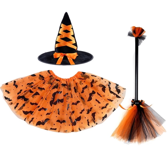FUZHIQ Girls Halloween Tutu Skirt Set With Witch Hat And For Dress Up Party Dance Performance Outfit 2 8 Years