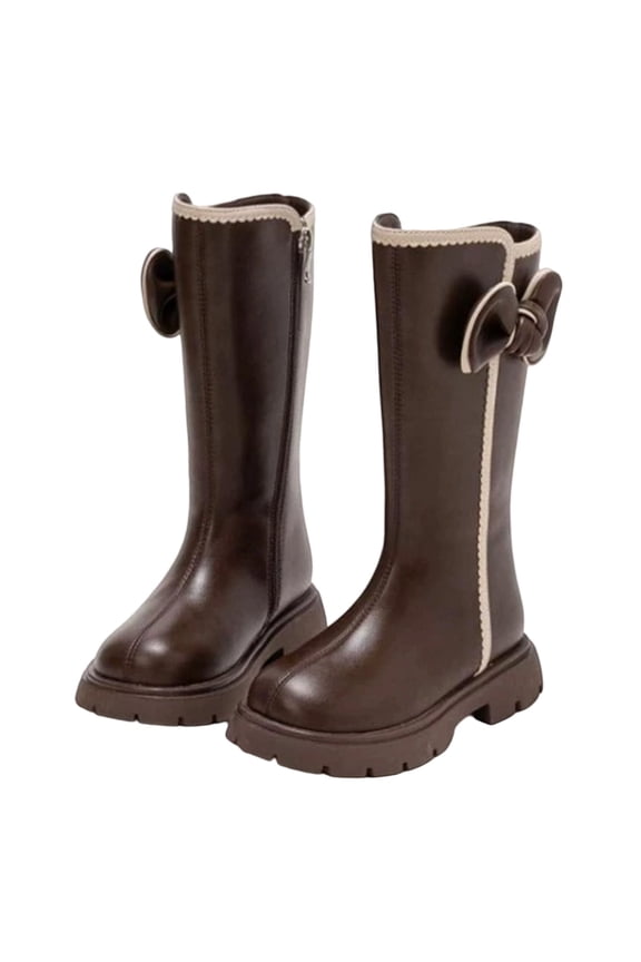 Girls Lace Up Riding Boots Mid Calf Combat Boots PU Leather Side Zipper Punk Goth Boot