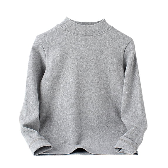 FUZHIQ Girls Long Sleeve Crewneck Shirts Kids Baby Boys Girls Shirts High Collar Soft T Shirt Unisex Long Sleeve Tee Tops Light Gray,5-6 Years