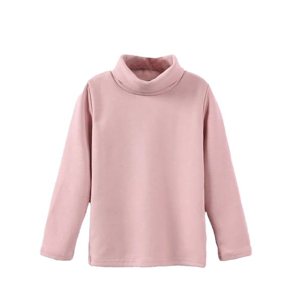 FUZHIQ Girls Long Sleeve Shirts Kids T-Shirt Children's Turtleneck Base Shirt 2024 Cottonblend Men's And Women's Long Sleeved T Shirts With Warm Tops Pink,11-12 Years