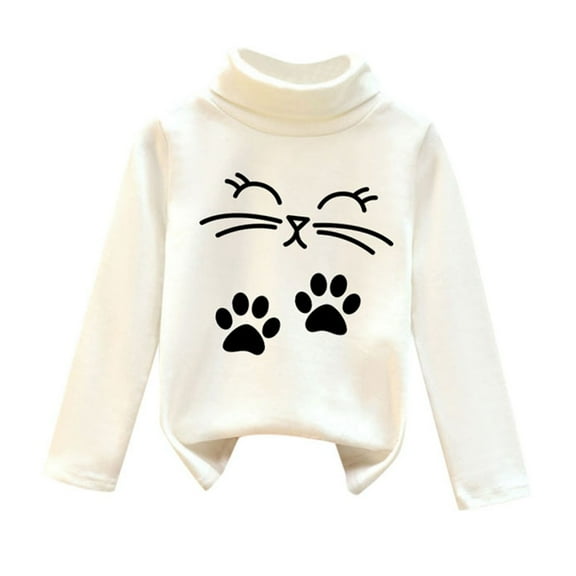 FUZHIQ Girls Long Sleeve Top Kids Baby Boys Girls Shirts High Collar Soft Tops T Shirt Unisex Pullover Sweatshirt White,18-24 Months