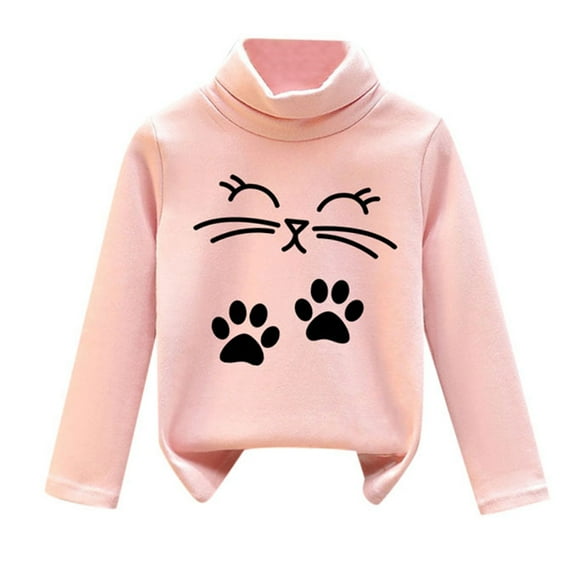 FUZHIQ Girls Long Sleeves Tops Kids Baby Boys Girls Shirts High Collar Soft Tops T Shirt Unisex Pullover Sweatshirt Pink,18-24 Months