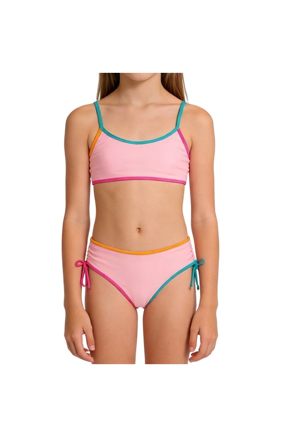 Girls Two Pieces Swimsuits Contrast Color Adjustable Straps Girl Bikini Set Kids Bathing Suits,11-12 Years