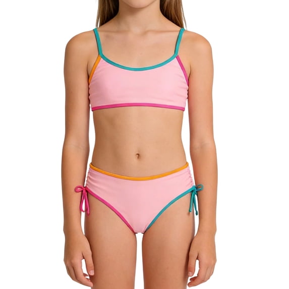 FUZHIQ Girls Two Pieces Swimsuits Contrast Color Adjustable Straps Girl Bikini Set Kids Bathing Suits,15-16 Years