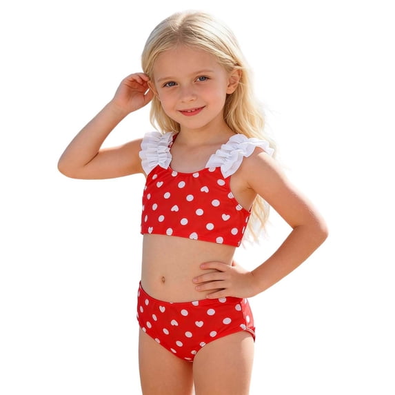 FUZHIQ Girls Two Pieces Swimsuits Cute Ruffle Bikini Set Hawaiian Beach Sport Bathing Suit Set Pool Swimwear,1-2 Years