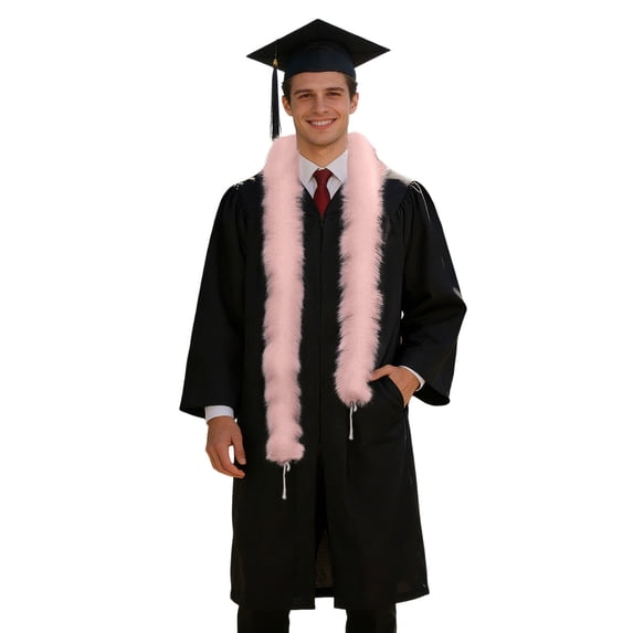FUZHIQ Graduation Stole 2026, Soft Furry Neck Wrap for Graduation Gown, Decorative Scarf for Graduation Ceremony Prom Party , Multi Colors,One Size