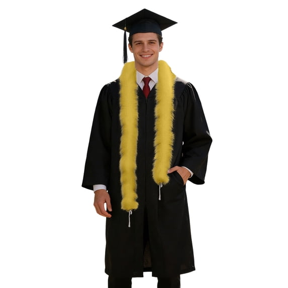 FUZHIQ Graduation Stole 2026, Soft Furry Neck Wrap for Graduation Gown, Decorative Scarf for Graduation Ceremony Prom Party , Multi Colors,One Size