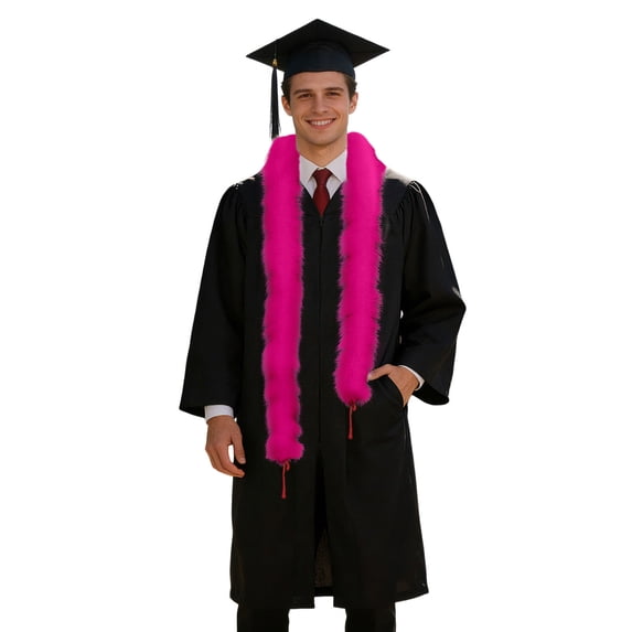 FUZHIQ Graduation Stole 2026, Soft Furry Neck Wrap for Graduation Gown, Decorative Scarf for Graduation Ceremony Prom Party , Multi Colors,One Size
