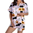 thumbnail image 1 of FUZHIQ Halloween Button Down Pajamas Women Oversized Top and Shorts Breathable Cute Halloween Print Sleepwear for Women, 1 of 4