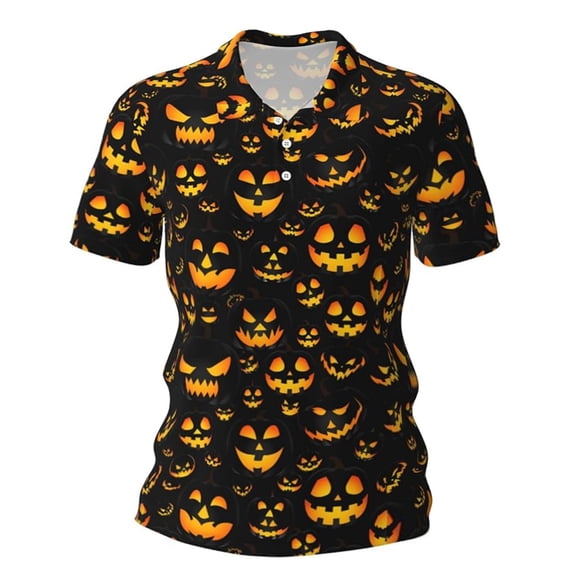 FUZHIQ Halloween Men's Polo Shirts Short Sleeve Quick Dry 3D Funny Print Golf Polo Casual Holiday Breathable Performance Collared Shirt