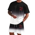 thumbnail image 1 of FUZHIQ Hawaiian Tropical Style Men's Gradient 2 Piece T-Shirt Shorts Set Island Sunset Tree Print Summer Casual Beach Vacation Loose Fit Outfit,L, 1 of 5
