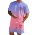 thumbnail image 1 of FUZHIQ Hawaiian Tropical Style Men's Gradient 2 Piece T-Shirt Shorts Set Island Sunset Tree Print Summer Casual Beach Vacation Loose Fit Outfit,XXXL, 1 of 5