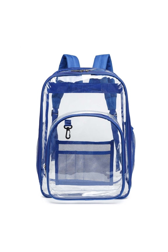 Heavy Duty Clear PVC School Bag for Ages 6-12 Adjustable Padded Straps Large Capacity Multi Layer Daily Backpack, Blue