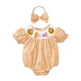thumbnail image 1 of FUZHIQ Girls Bodysuits Short/Long Sleeve Solid Color Ruffle Romper Jumpsuit Summer/Fall Clothes Onsies,Z16-Orange,Halloween,3-6 Months, 1 of 4