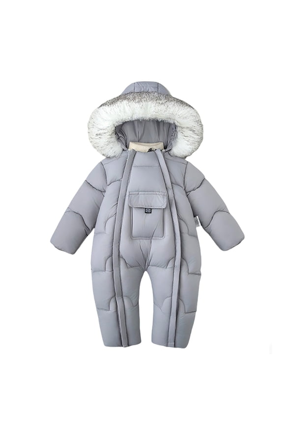 Snowsuit Cute Toddler Snowsuit Warm Boy Girl Jacket Snowsuit Winter Coats Hooded Zip Jumpsuit for 12-18 Months