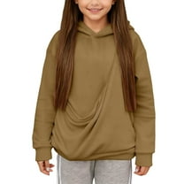 FUZHIQ Kangaroo Pouch Hoodie for Girl Solid Pocket Dog Pouch Sweatshirts Pet Carrier Pullover Animal Holder Long Sleeve Tops for 7-8 Years