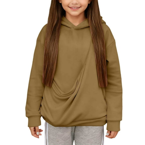 FUZHIQ Kangaroo Pouch Hoodie for Girl Solid Pocket Dog Pouch Sweatshirts Pet Carrier Pullover Animal Holder Long Sleeve Tops for 7-8 Years