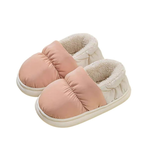 FUZHIQ Kids Slippers Non House Bedroom Slipper Smile Face Christmas Cute Slipper Fuzzy Lightweight Slippers for Indoor Outdoor for 3-3.5 Years