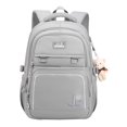thumbnail image 1 of FUZHIQ Large Capacity School Backpack for 6th 7th 8th 9th Grade, Multi Compartment Bookbag with Plush Bear Pendant & Reinforced Straps, Middle School Back to School Bag, Grey, 1 of 3