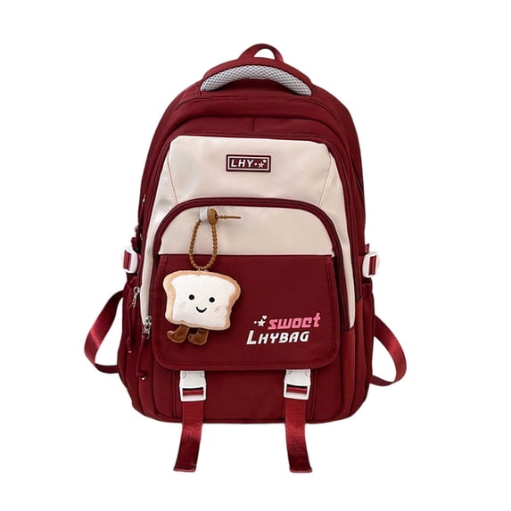 FUZHIQ Large Capacity School Backpack with Multi Pocket Design, Durable Padded Straps Daypack for Ages 8-14 Elementary Middle Back to School, Red
