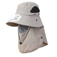 thumbnail image 1 of FUZHIQ Lightweight Cooling Fan Hat with Neck & Face Cover, Solar Powered Wide Brim Sun Hat with Breathable Mesh Window, Adjustable Fan for Men Women Fishing Hiking Camping Beach,One Size, 1 of 3