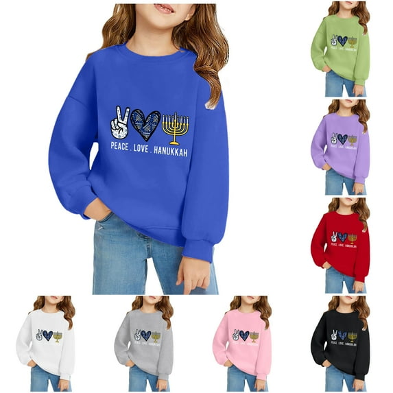 FUZHIQ Long Sleeve Top Girls Children's Long Sleeve and Casual Thick Warm Round Neck Printed Sweatshirts for Boys and Girls,Pink,6-7 Years
