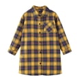 thumbnail image 1 of FUZHIQ Long Sleeve Top for Girls Girls Toddler Plaid Pleated Mini Dress Button Down Plaid Flannel Shirts Long Sleeve Casual Dress Yellow,6-7 Years, 1 of 5