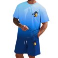 thumbnail image 1 of FUZHIQ Loose Fit Casual Men's Ombre Gradient 2 Piece Outfit Set Sunset Tree Print Short Sleeve T-Shirt & Shorts Summer Beach Holiday Outfit,XXXL, 1 of 5