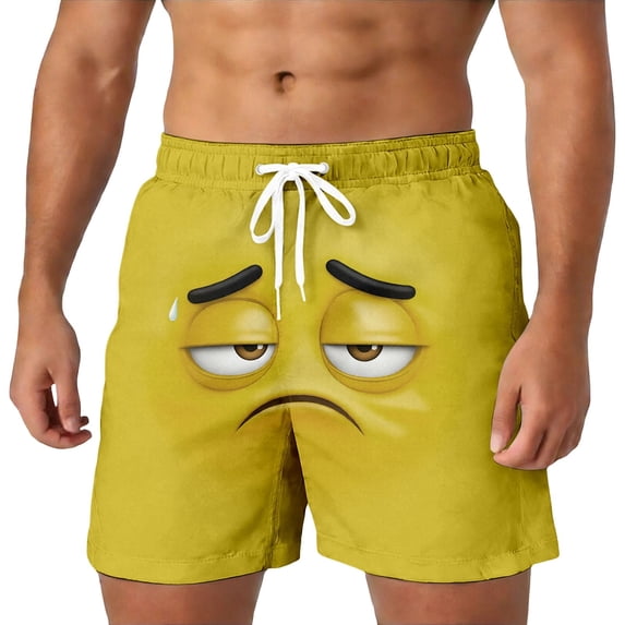 FUZHIQ Men Plus Size Beach Shirt Retro Athletic Funny/novelty Print Quick Dry 4th Of July Swim Trunks with Pockets Anti-Chafe Summer Swimwear,XXXXL