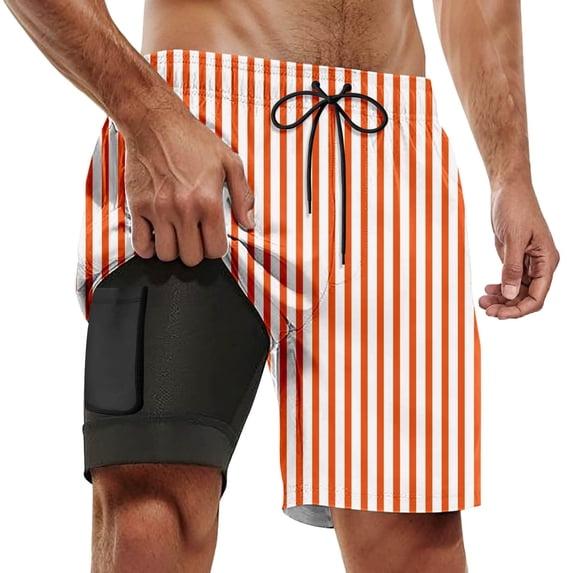 FUZHIQ Men Plus Size Beach Shorts Lightweight Floral Swim Trunks Quick-Dry Vacation Beach Shorts with Soft Mesh Lining Upf 50+ Sun Protection Beach Wear,S