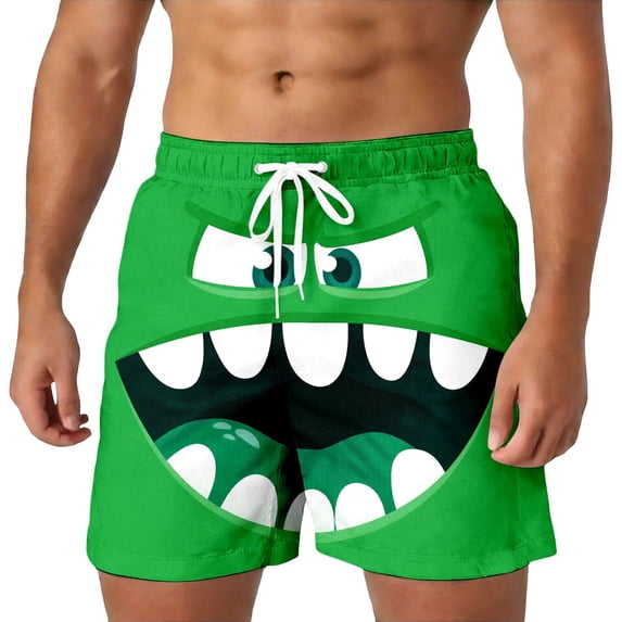 FUZHIQ Men's Board Shorts with Four-Way Stretch Loose Fit Tropical Print Quick Dry Beach Swimming Shorts with Pockets Anti-Chafe Beach Shorts Bathing Suits,M